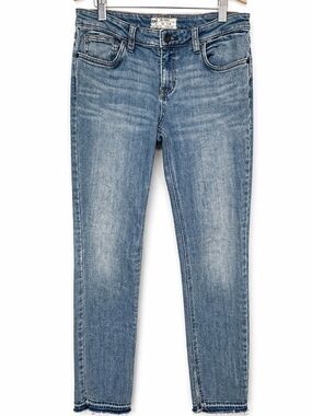 Free People Shark Bite Raw Hem Skinny Ankle Jeans Light Wash Women's 30